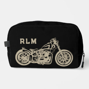 Vintage Motorcycle Illustration Monogram Dopp Kit
