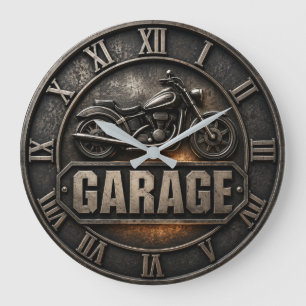 Vintage Motorcycle Industrial Biker Workshop Decor Large Clock