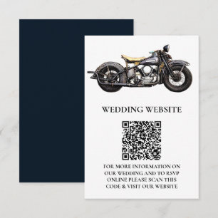Vintage Motorcycle Navy Modern Wedding Enclosure Card