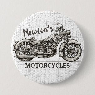 Vintage Motorcycle Personalised NAME Biker Garage 7.5 Cm Round Badge