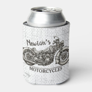 Vintage Motorcycle Personalised NAME Biker Garage Can Cooler