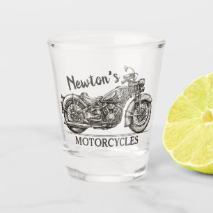 Vintage Motorcycle Personalised NAME Biker Garage Shot Glass