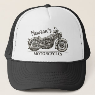 Vintage Motorcycle Personalized NAME Biker Garage Trucker Hat