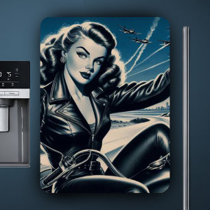 Vintage Motorcycle Pin Up Magnet