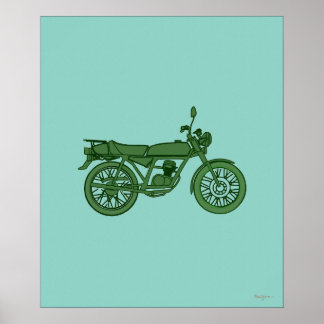 Vintage Motorcycle Poster - Hand Sketched 