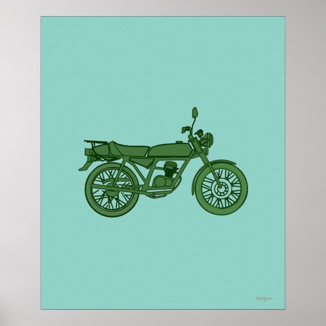 Vintage Motorcycle Poster - Hand Sketched  (Front)