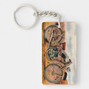 Vintage Motorcycle Print Key Ring