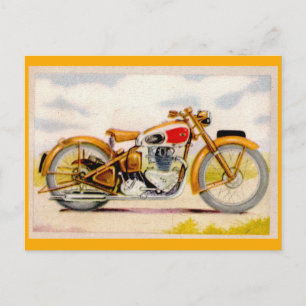 Vintage Motorcycle Print Postcard