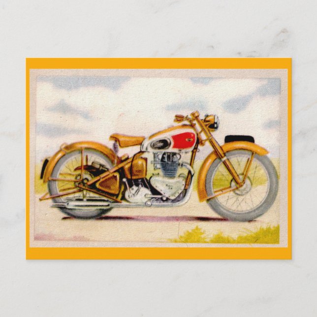 Vintage Motorcycle Print Postcard (Front)