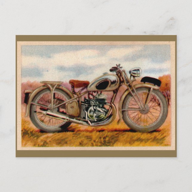 Vintage Motorcycle Print Postcard (Front)