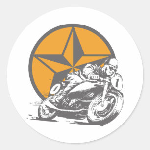 Vintage Motorcycle Racing Circle Star Classic Round Sticker