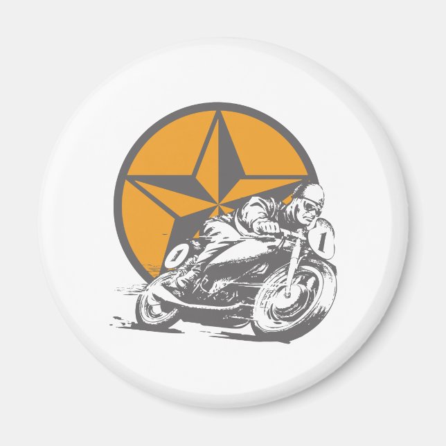 Vintage Motorcycle Racing Circle Star Magnet (Front)