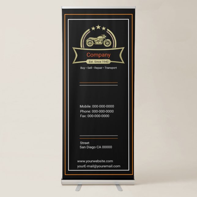 Vintage Motorcycle Retractable Banner (Front)