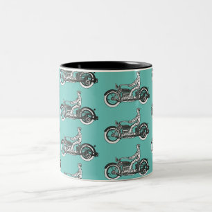 Vintage Motorcycle Rider Antique Cycle  Two-Tone Coffee Mug