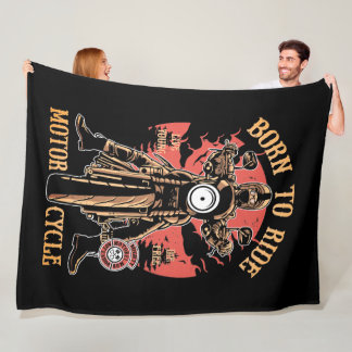 Vintage Motorcycle Rider Fleece Blanket