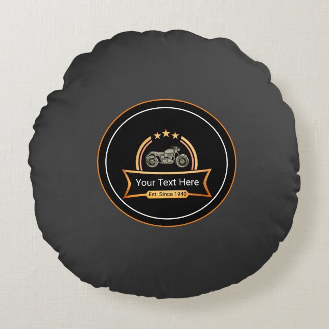 Vintage Motorcycle Round Cushion (Front)