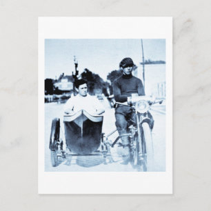 Vintage Motorcycle & Side car Postcard