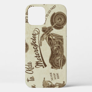 Vintage motorcycle silhouettes: seamless backgroun iPhone 12 case