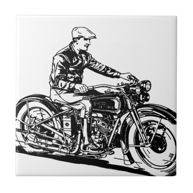 Vintage Motorcycle Tile (Front)