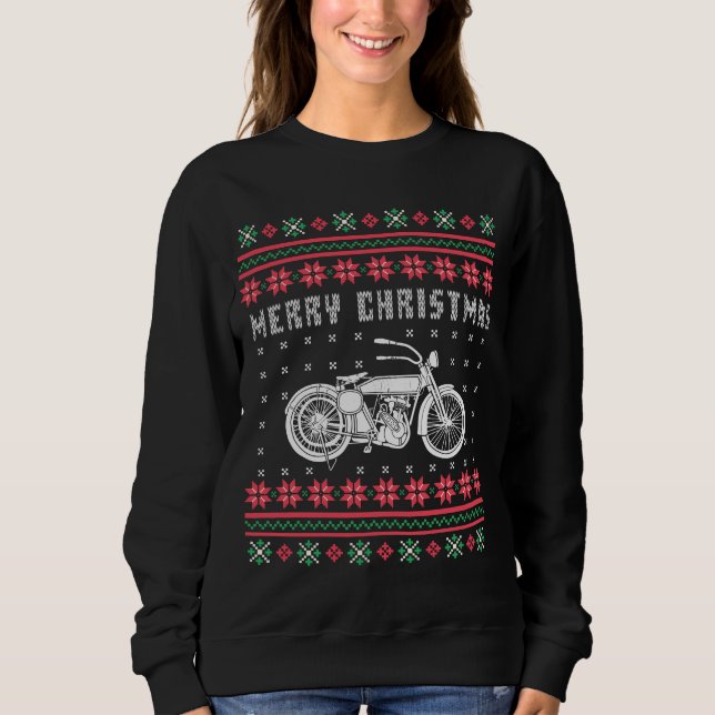 Vintage Motorcycle Ugly Christmas Sweater (Front)