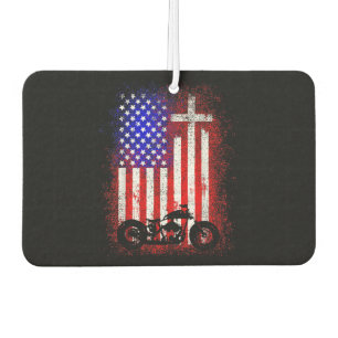 Vintage Motorcycle USA Flag Christian Faith for Bi Car Air Freshener