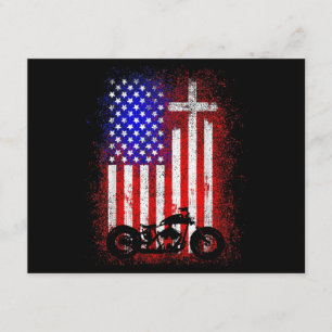 Vintage Motorcycle USA Flag Christian Faith for Bi Enclosure Card