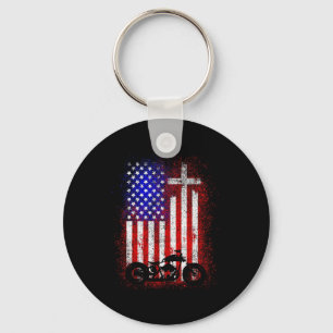 Vintage Motorcycle Usa Flag Christian Faith For Bi Key Ring