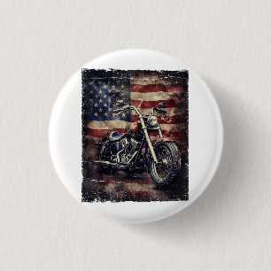 Vintage Motorcycle USA Flag Retro Biker American 3 Cm Round Badge