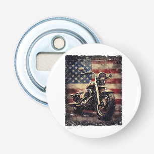 Vintage Motorcycle USA Flag Retro Biker American Bottle Opener