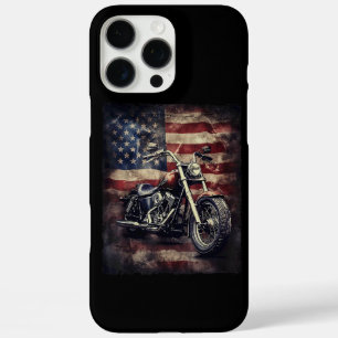 Vintage Motorcycle USA Flag Retro Biker American iPhone 16 Pro Max Case