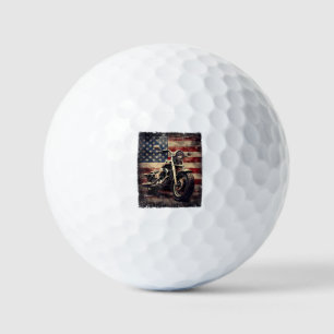 Vintage Motorcycle USA Flag Retro Biker American Golf Balls
