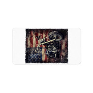 Vintage Motorcycle USA Flag Retro Biker American Label