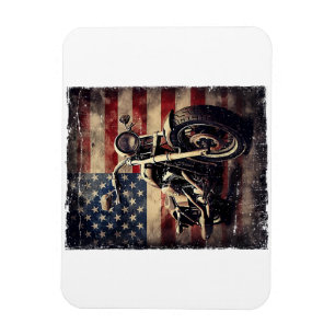 Vintage Motorcycle USA Flag Retro Biker American Magnet