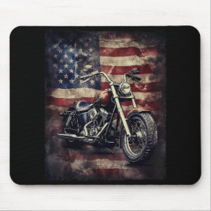 Vintage Motorcycle USA Flag Retro Biker American Mouse Mat