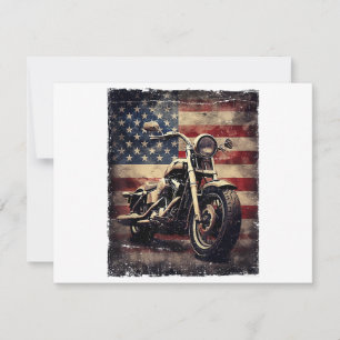 Vintage Motorcycle USA Flag Retro Biker American Save The Date