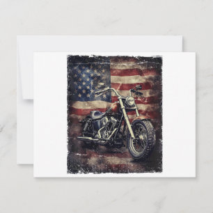 Vintage Motorcycle USA Flag Retro Biker American Thank You Card