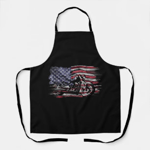 Vintage Motorcycle USA Flag Retro Biker, Motorcycl Apron