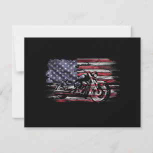 Vintage Motorcycle USA Flag Retro Biker, Motorcycl Holiday Card