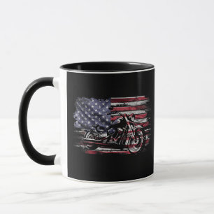 Vintage Motorcycle USA Flag Retro Biker, Motorcycl Mug