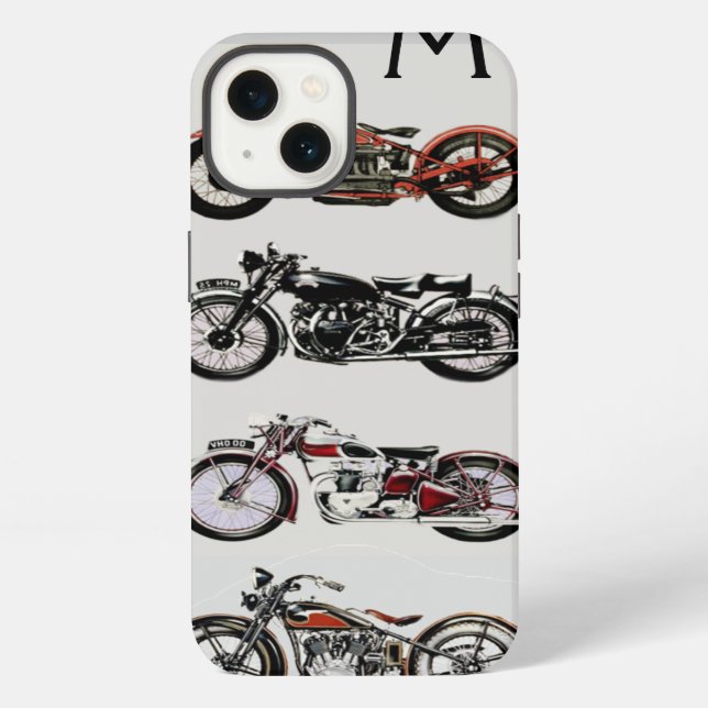 VINTAGE MOTORCYCLES MONOGRAM iPhone CASE (Back)
