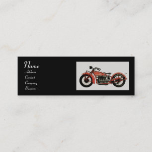 VINTAGE MOTORCYCLES MONOGRAM red white grey black Mini Business Card