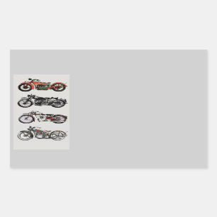 VINTAGE MOTORCYCLES RECTANGULAR STICKER