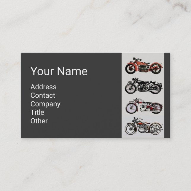 ViNTAGE MOTORCYCLES Red Grey White Business Card (Front)