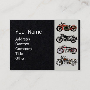 VINTAGE MOTORCYCLES Red White Black Paper Business Card
