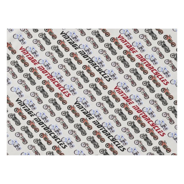 VINTAGE MOTORCYCLES red white grey black Tablecloth (Front (Horizontal))