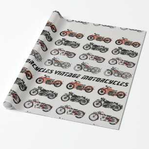 VINTAGE MOTORCYCLES red white grey black Wrapping Paper