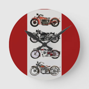 VINTAGE MOTORCYCLES ROUND CLOCK