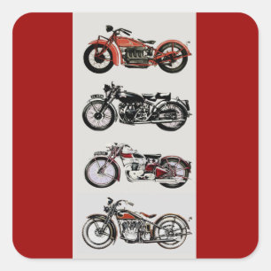 VINTAGE MOTORCYCLES SQUARE STICKER