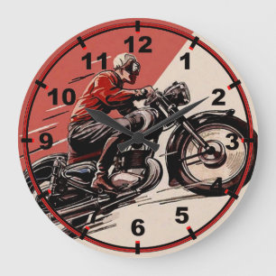 Vintage Motorcycling Large Clock