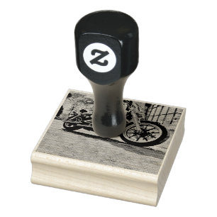 vintage motorcyclist birthday gift rubber stamp